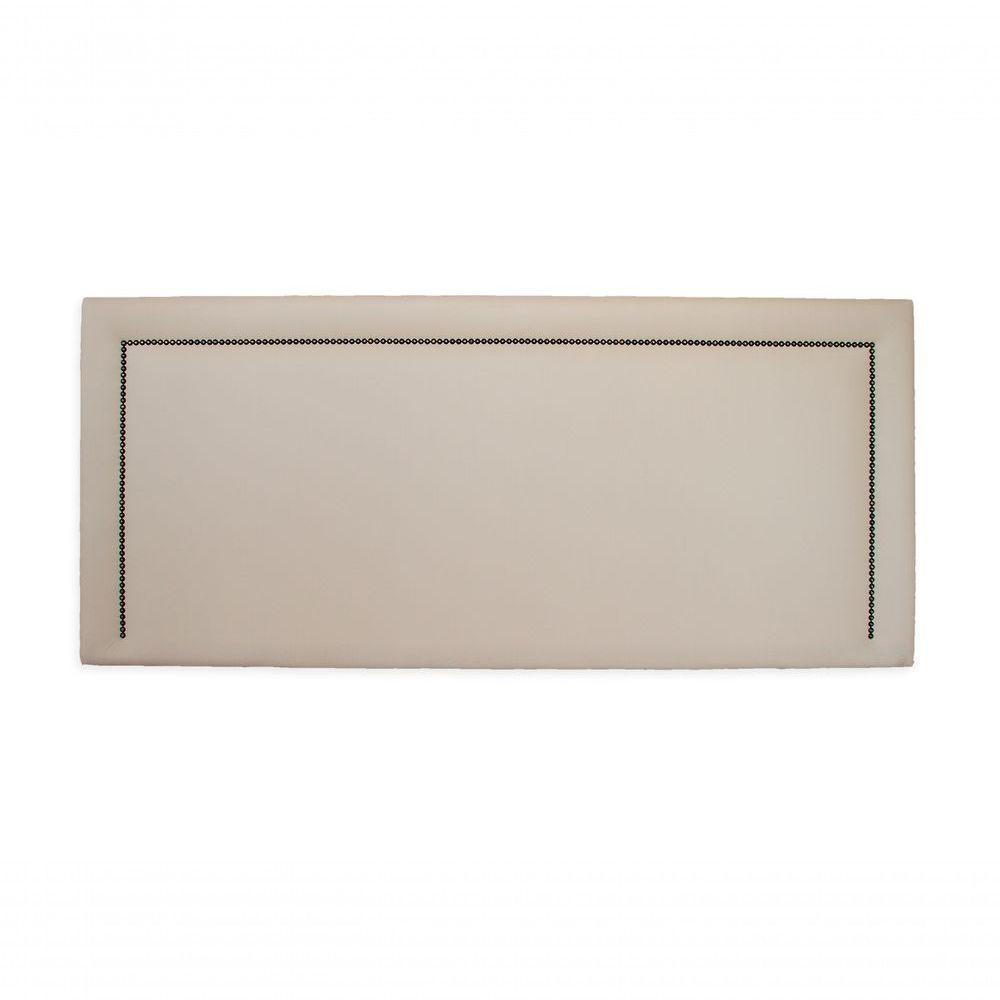 Cabeceira Casal Reta Luxo 140x60 Courino Off White - Tachas Fumê - 8