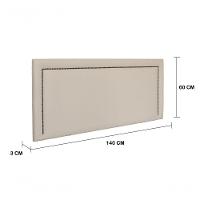 Cabeceira Casal Reta Luxo 140x60 Courino Off White - Tachas Fumê - 6