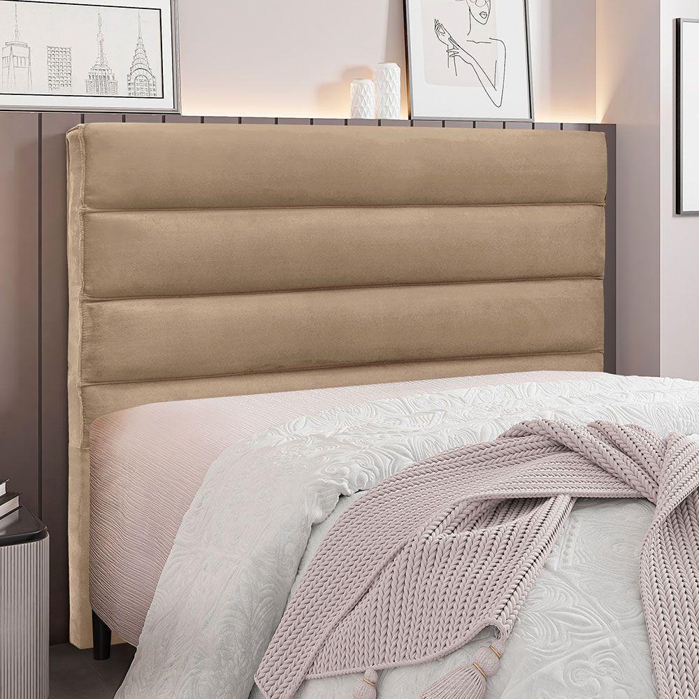 Cabeceira Casal 1,40m Las Palmas Suede Bege - Pallazio - 5