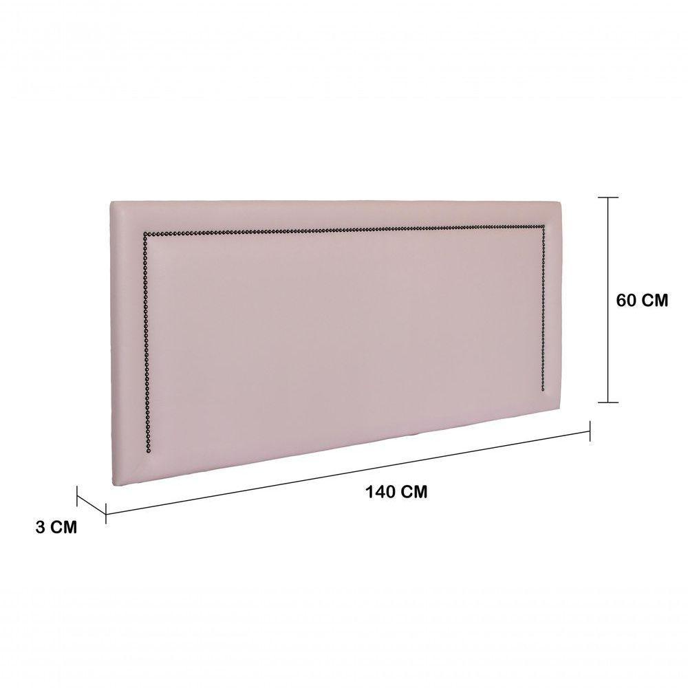 Cabeceira Casal Reta Luxo 140x60 Courino Rosa - Tachas Fumê - 3