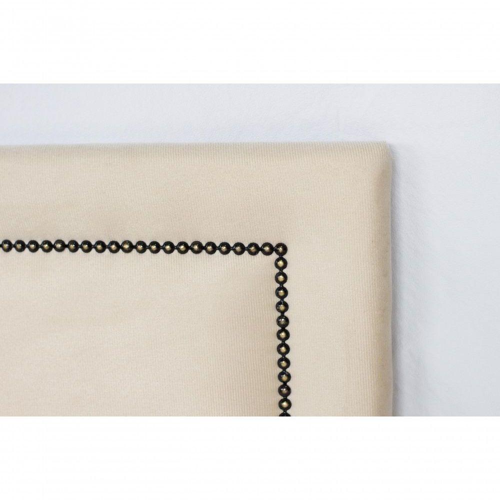 Cabeceira King Reta Luxo 193x60 Suede Off White - Tachas Fumê - 4