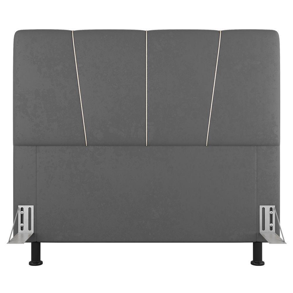 Cabeceira Cama Box Casal Amber 140cm Estofada Sintético Cinza - Desk Design - 8