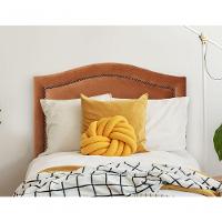 Cabeceira Solteiro Curva Luxo 90x60 Veludo Terracota - Tachas Fumê - 3