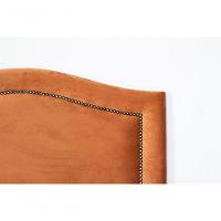 Cabeceira Solteiro Curva Luxo 90x60 Veludo Terracota - Tachas Fumê