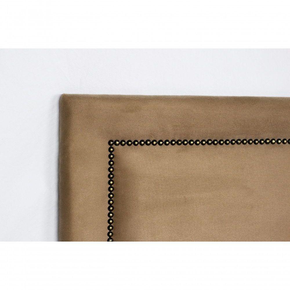 Cabeceira Casal Reta Luxo 140x60 Suede Bege - Tachas Fumê - 4