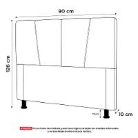 Cabeceira Cama Box Solteiro Amber 90cm Estofada Sintético Bege - Desk Design - 5