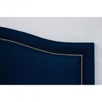 Cabeceira King Curva Luxo 193x60 Suede Azul - Tachas Prata
