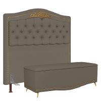 Cabeceira Cama Box Casal Queen 160Cm Com Calçadeira Baú Imperial J02 Corano Areia - 1