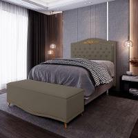 Cabeceira Cama Box Casal Queen 160Cm Com Calçadeira Baú Imperial J02 Corano Areia - 8