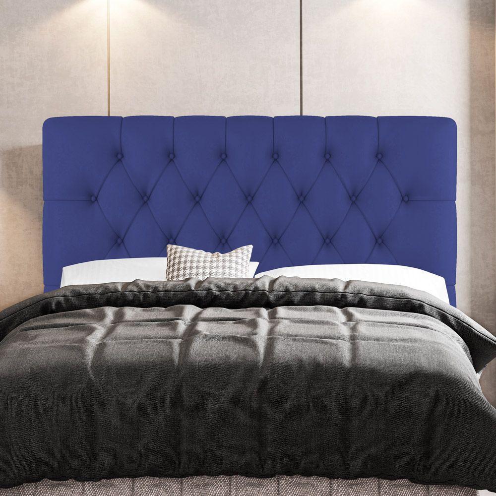 Cabeceira Cama Box Casal King Size Nice 195cm Suede Azul - Desk Design - 7