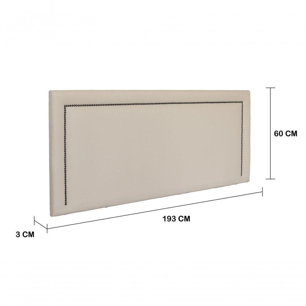 Cabeceira King Reta Luxo 193x60 Courino Off White - Tachas Fumê - 3