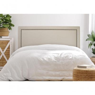 Cabeceira King Reta Luxo 193x60 Courino Off White - Tachas Fumê