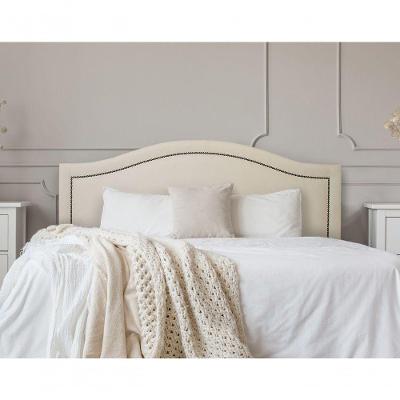 Cabeceira King Curva Luxo 193x60 Suede Off White - Tachas Fumê