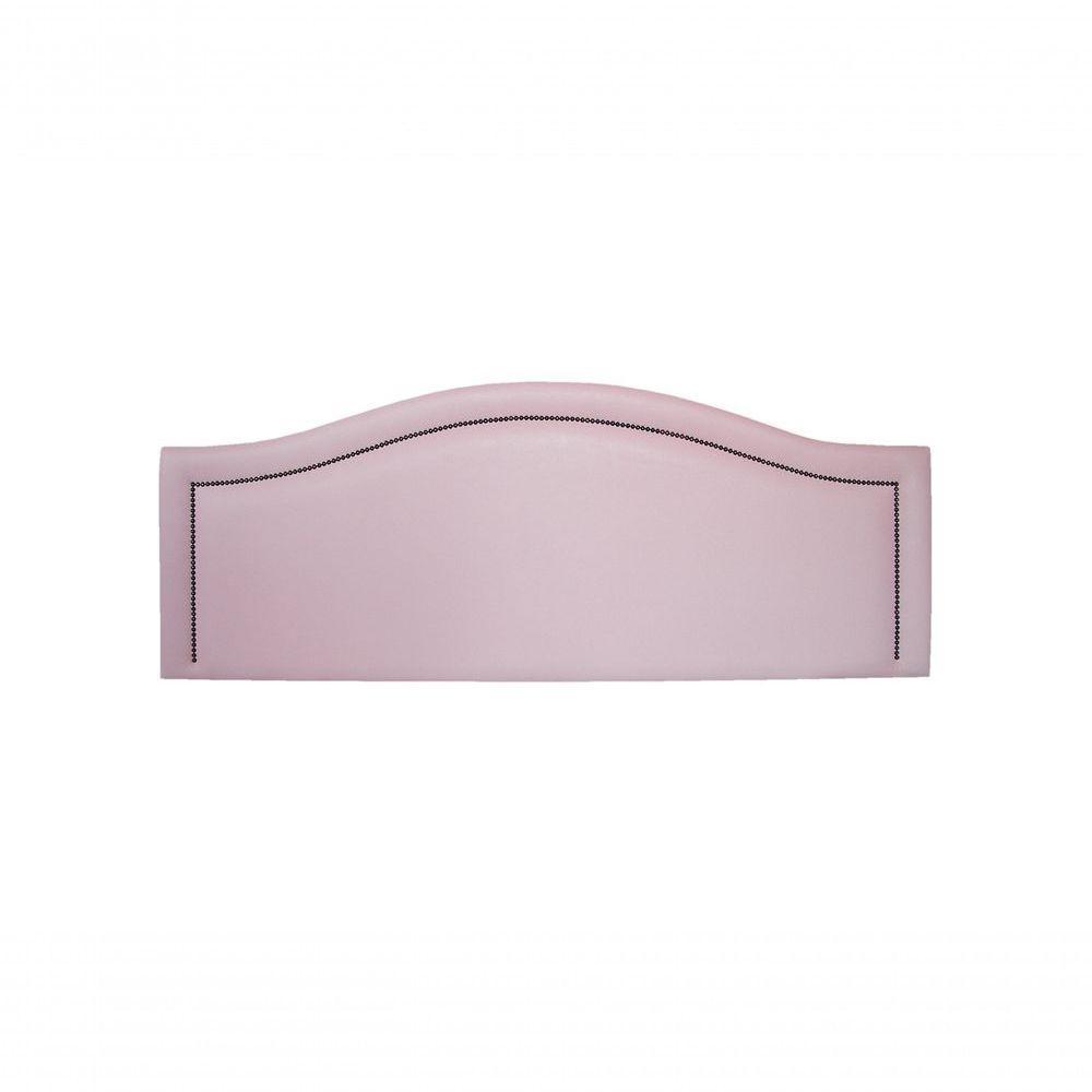 Cabeceira King Curva Luxo 193x60 Courino Rosa - Tachas Fumê - 2