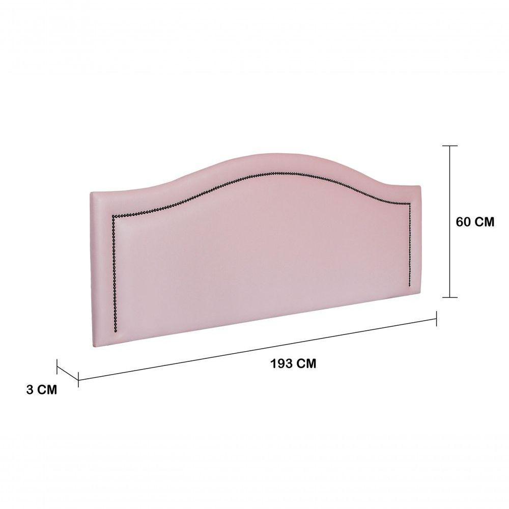 Cabeceira King Curva Luxo 193x60 Courino Rosa - Tachas Fumê - 3