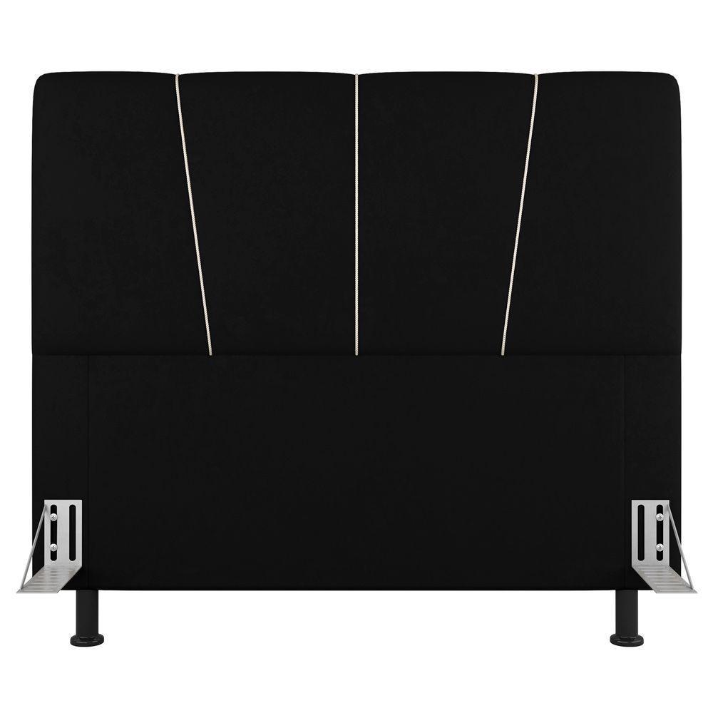 Cabeceira Cama Box Casal King Size Amber 195cm Estofada Sintético Preto - Desk Design - 6