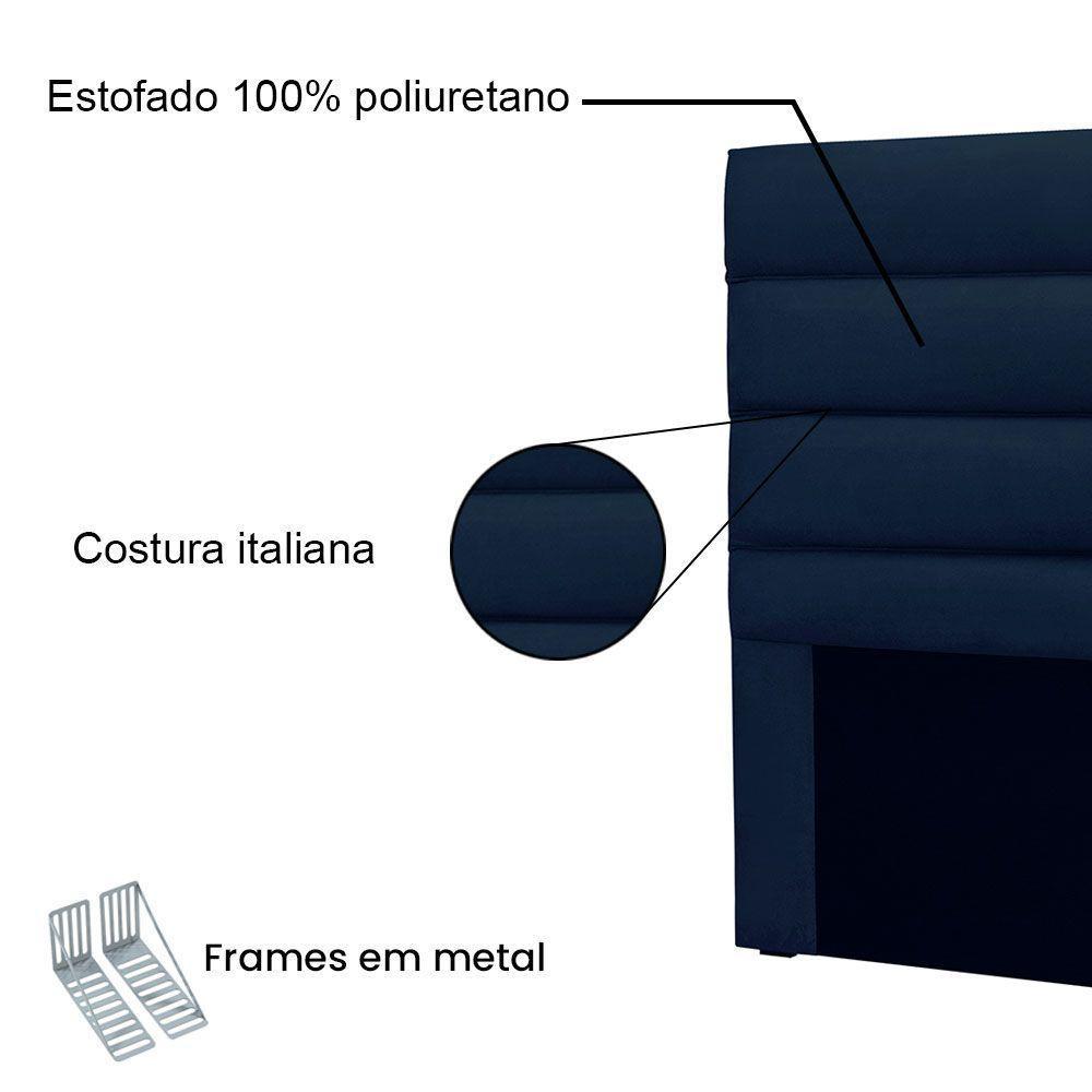 Cabeceira King 1,95m Las Palmas Suede Azul Marinho - Pallazio - 3