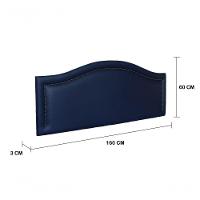 Cabeceira Queen Curva Luxo 160x60 Courino Azul - Tachas Fumê - 3