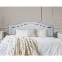 Cabeceira King Curva Luxo 193x60 Courino Branco - Tachas Fumê - 1