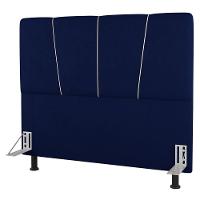 Cabeceira Cama Box Casal Amber 140cm Estofada Veludo Azul Marinho - Desk Design - 1