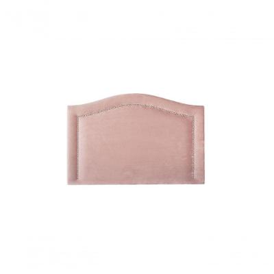 Cabeceira Solteiro Curva Luxo 90x60 Veludo Rosê - Tachas Prata