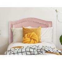 Cabeceira Solteiro Curva Luxo 90x60 Veludo Rosê - Tachas Prata - 2