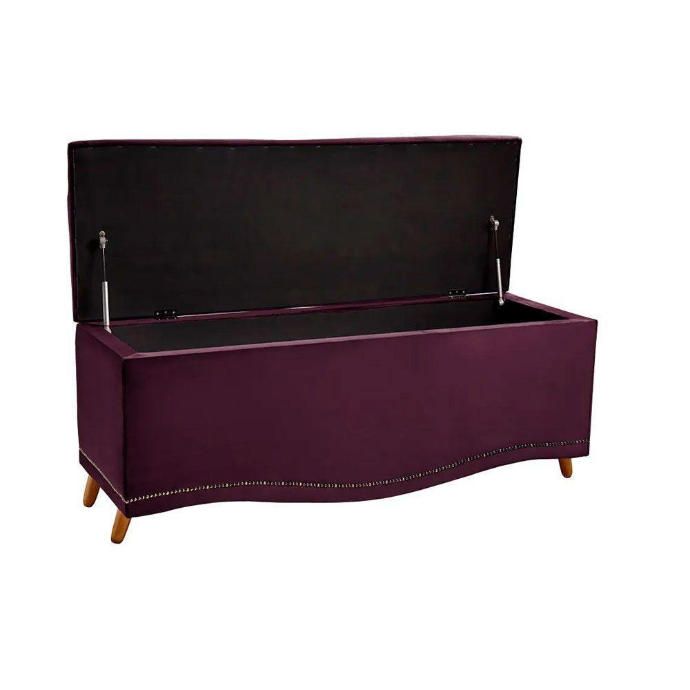 Conjunto Cabeceira E Calçadeira Holanda 140 Cm Luxor Roxo Speciale Home Roxo - 5