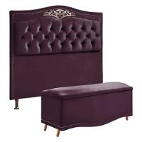 Conjunto Cabeceira E Calçadeira Holanda 140 Cm Luxor Roxo Speciale Home Roxo - 1