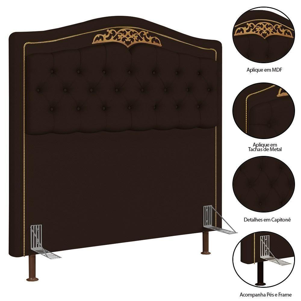 Cabeceira Cama Box Casal 140Cm Com Calçadeira Baú Imperial J02 Corano Marrom Escuro - 3