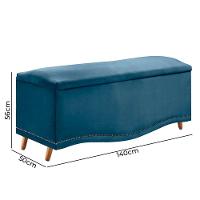 Conjunto Cabeceira E Calçadeira Holanda 140 Cm Veludo Luxor Azul Speciale Home Azul - 3