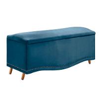 Conjunto Cabeceira E Calçadeira Holanda 140 Cm Veludo Luxor Azul Speciale Home Azul - 6