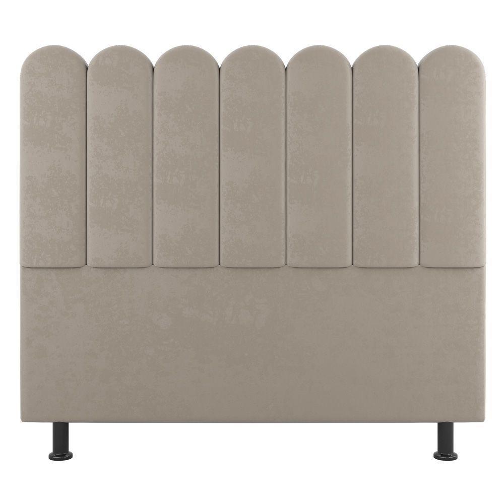 Cabeceira Cama Box Solteiro Lana 90cm Suede Bege - Desk Design - 5