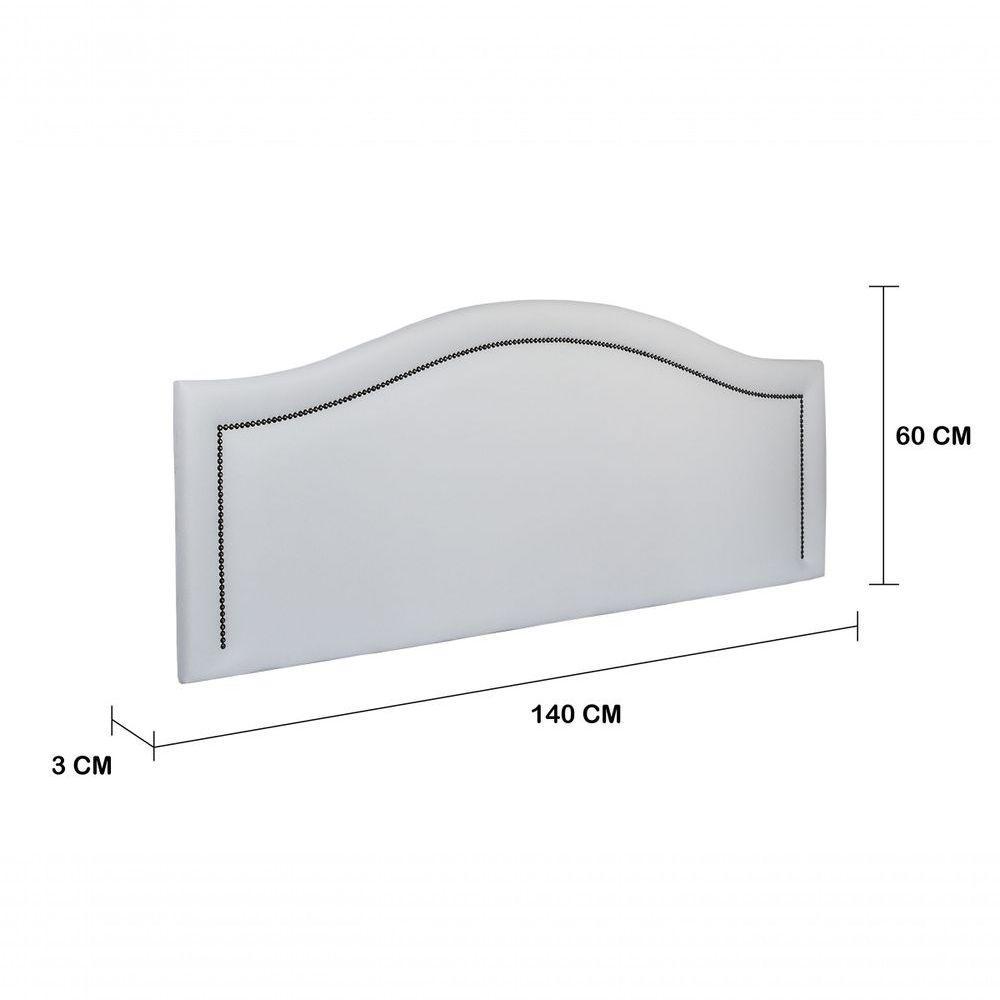 Cabeceira Casal Curva Luxo 140x60 Courino Branco - Tachas Fumê - 3