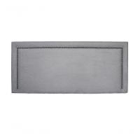 Cabeceira Casal Reta Luxo 140x60 Suede Cinza - Tachas Fumê - 2