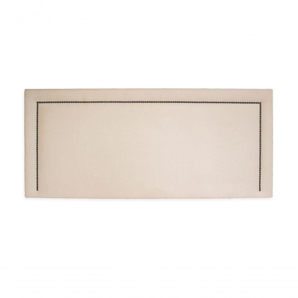 Cabeceira Casal Reta Luxo 140x60 Suede Off White - Tachas Fumê - 2