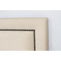 Cabeceira Casal Reta Luxo 140x60 Suede Off White - Tachas Fumê