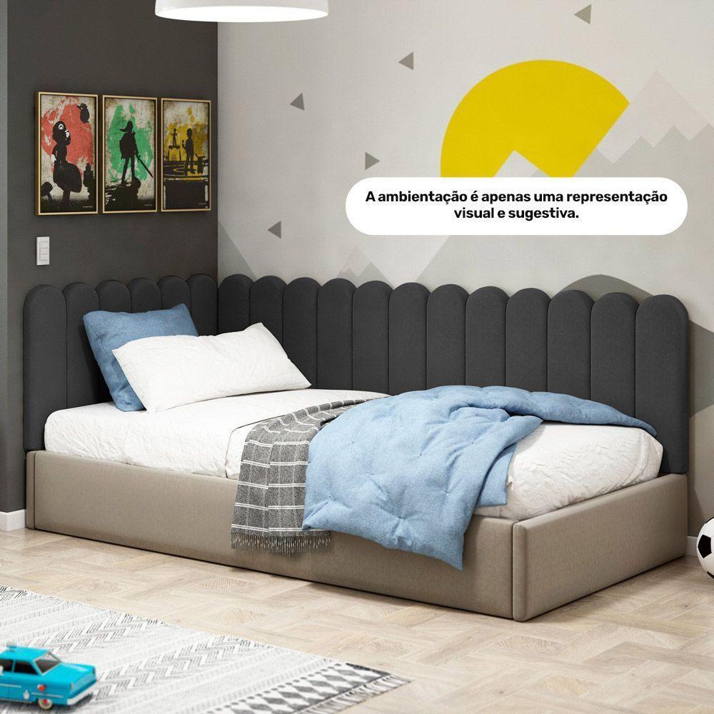 Painel Cabeceira Cama Box Casal Queen Size Lana 160cm Linho Cinza - Desk Design - 6