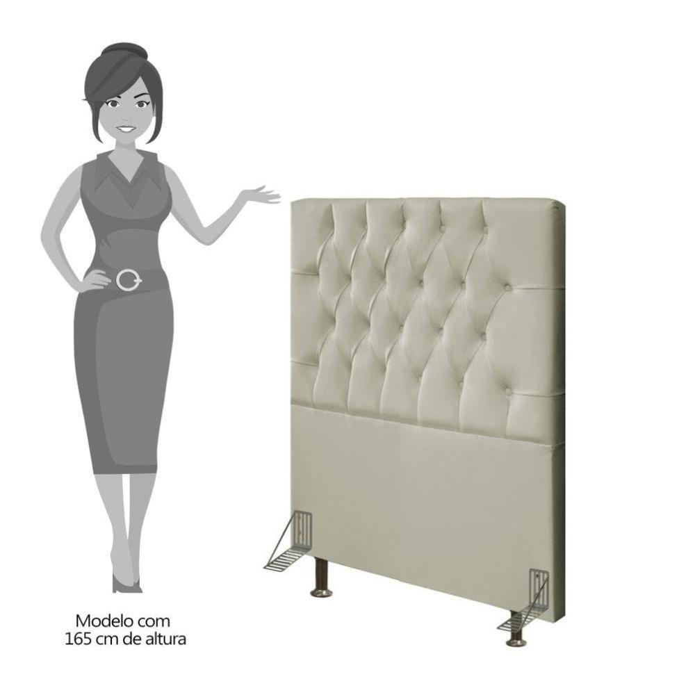 Cabeceira Cama Box Solteiro 90Cm Diamante Sintético J02 Bege - 3