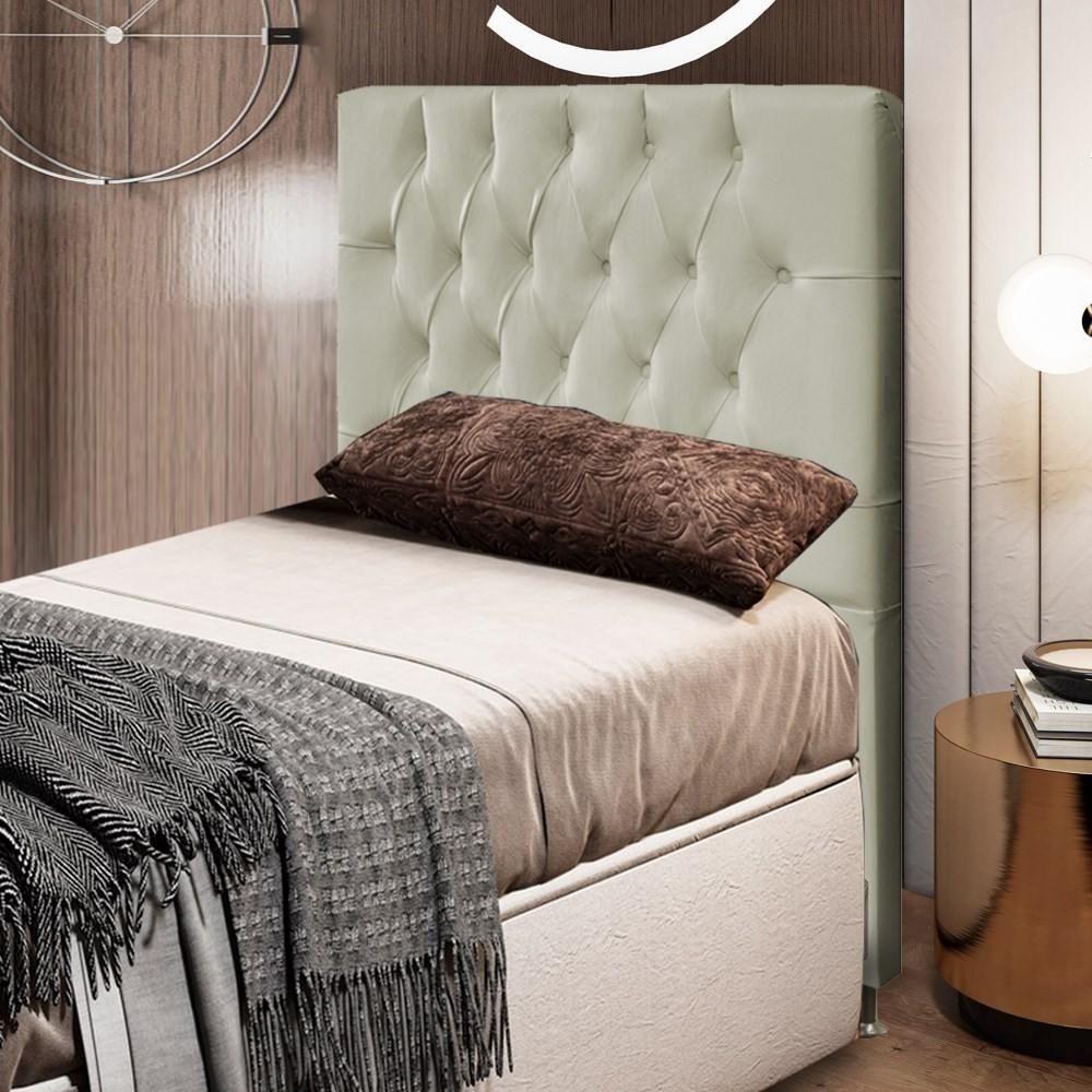 Cabeceira Cama Box Solteiro 90Cm Diamante Sintético J02 Bege - 8