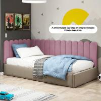Painel Cabeceira Cama Box Casal Queen Size Lana 160cm Suede Rosê - Desk Design - 6
