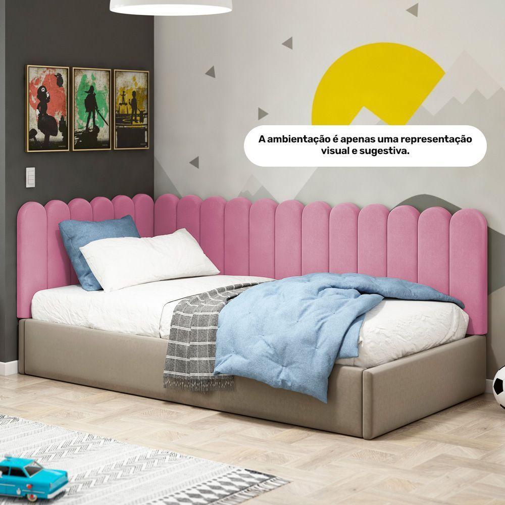 Painel Cabeceira Cama Box Casal Queen Size Lana 160cm Suede Rosa - Desk Design - 8