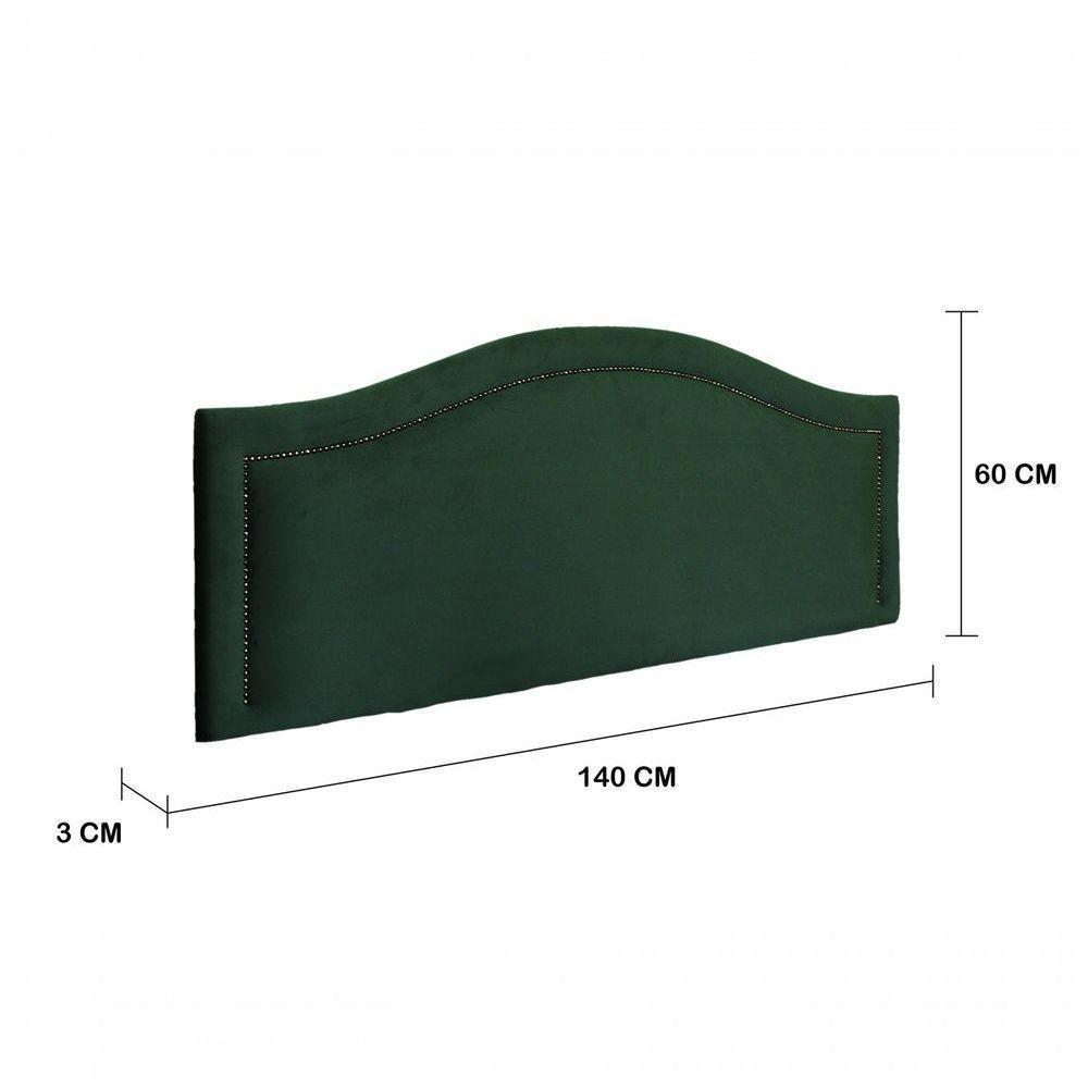 Cabeceira Casal Curva Luxo 140x60 Veludo Verde - Tachas Fumê - 3
