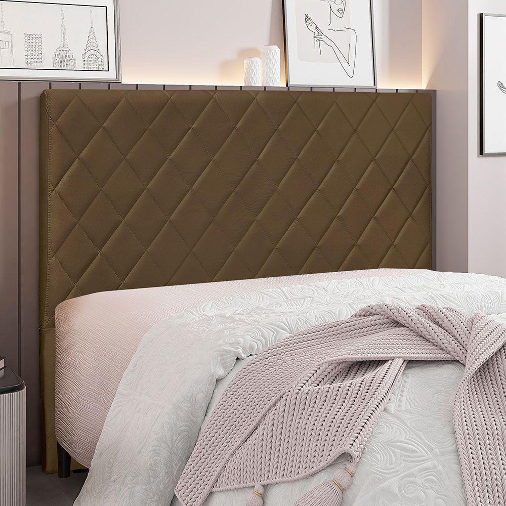 Cabeceira Casal 1,40m Córdoba Suede Caramelo - Pallazio - 5