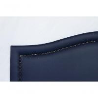 Cabeceira Casal Curva Luxo 140x60 Courino Azul - Tachas Fumê - 7