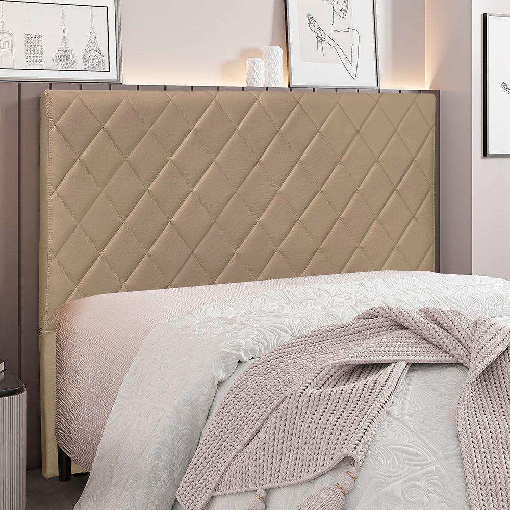 Cabeceira Casal 1,40m Córdoba Suede - Pallazio Cor Bege - 5