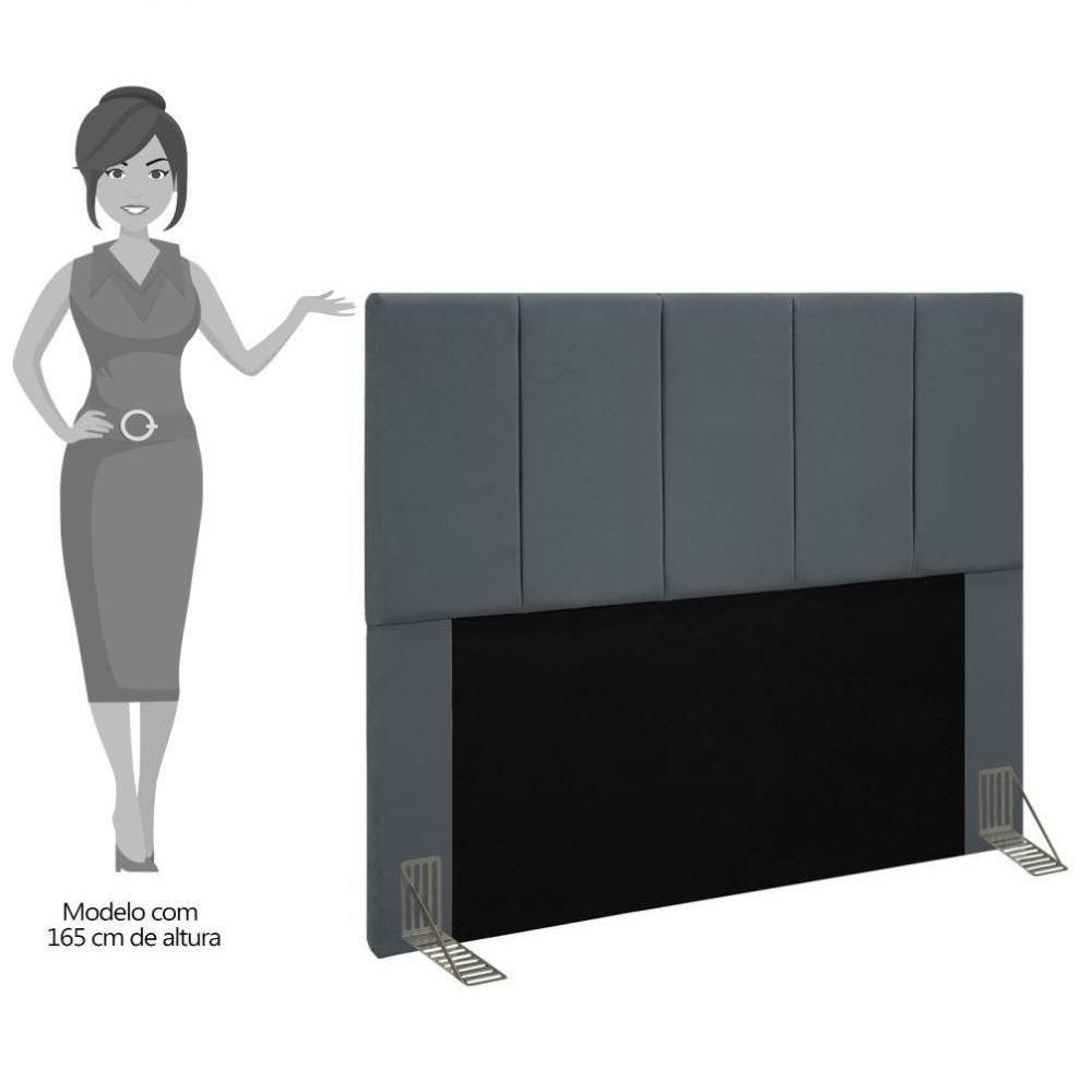 Cabeceira Cama Box Casal Queen 160Cm Pérola W01 Suede Cinza - 2