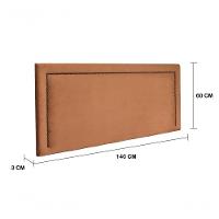 Cabeceira Casal Reta Luxo 140x60 Veludo Terracota - Tachas Fumê - 2