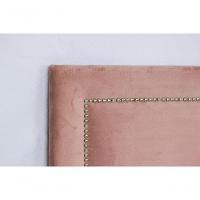 Cabeceira Casal Reta Luxo 140x60 Veludo Rosê - Tachas Prata