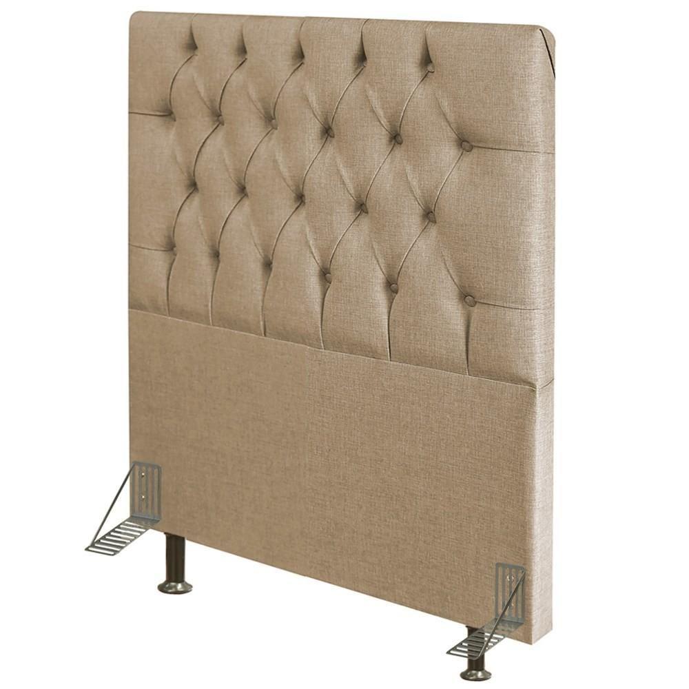 Cabeceira Cama Box Solteiro 90Cm Diamante Linho J02 Bege - 1