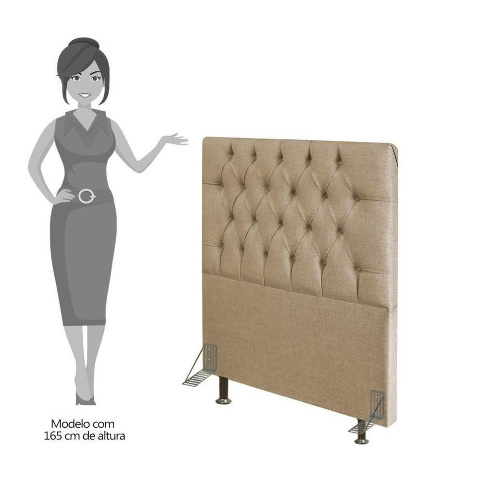 Cabeceira Cama Box Solteiro 90Cm Diamante Linho J02 Bege - 2
